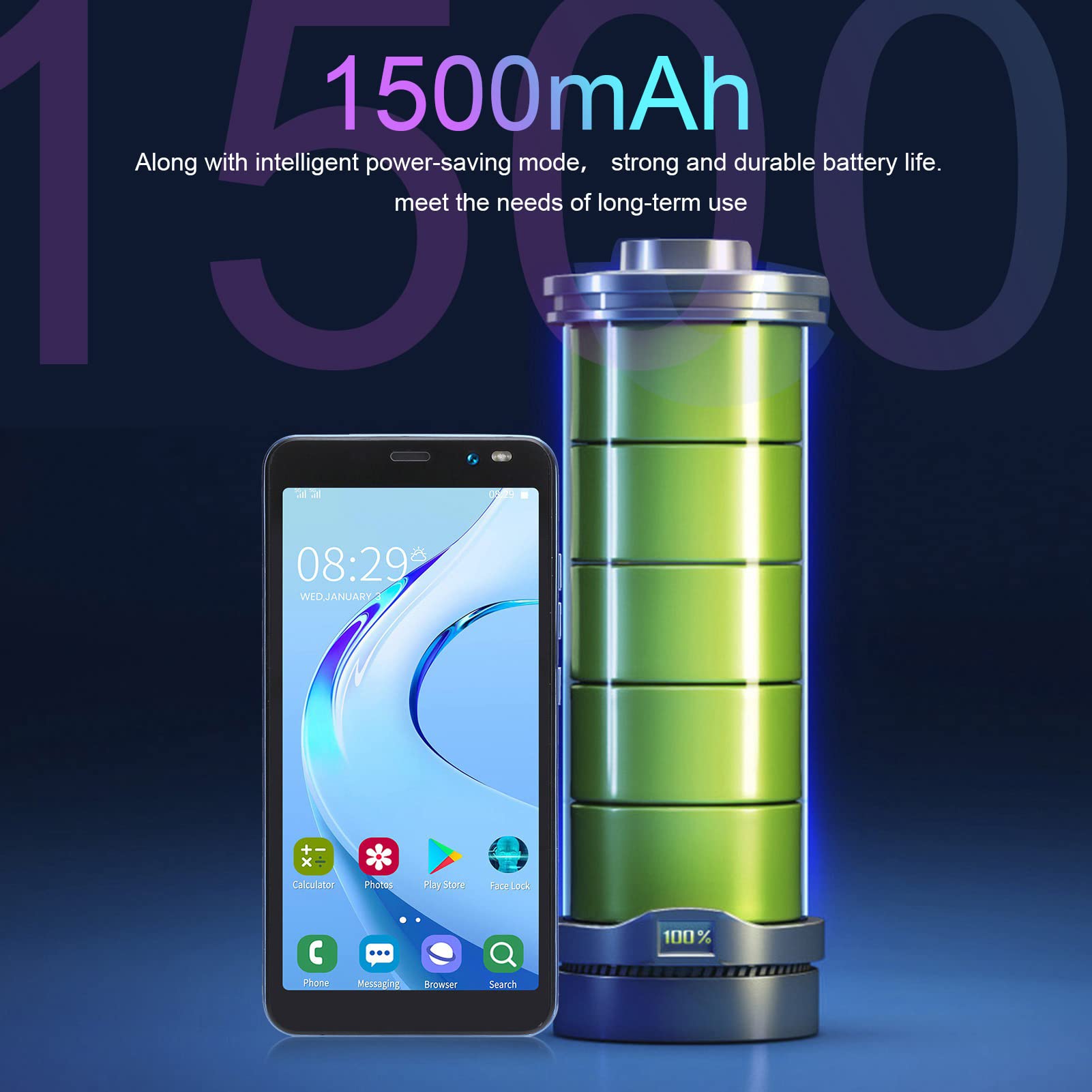 Smartfon Rino4 Pro, 5,45 Cala Z Odblokowaniem Twarzą, Podwójne Karty, Podwójny Tryb Gotowości MTK6572, Dwurdzeniowy Procesor, Rozdzielczość 460 X 960, Smartfon 512 MB I 4 GB(Niebieski)