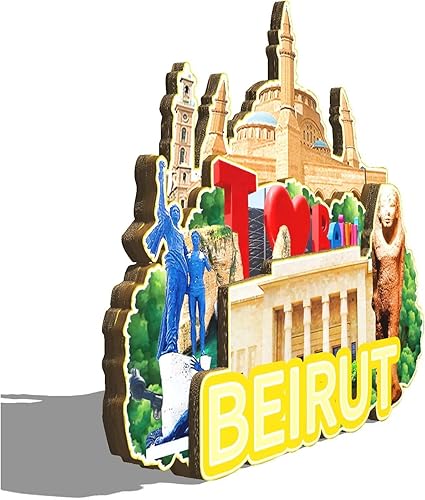 Miniatura 2 de Beirut - Imán de madera para nevera, diseño de Líbano en 3D, recuerdos coleccionables, decoración hecha a mano, 2