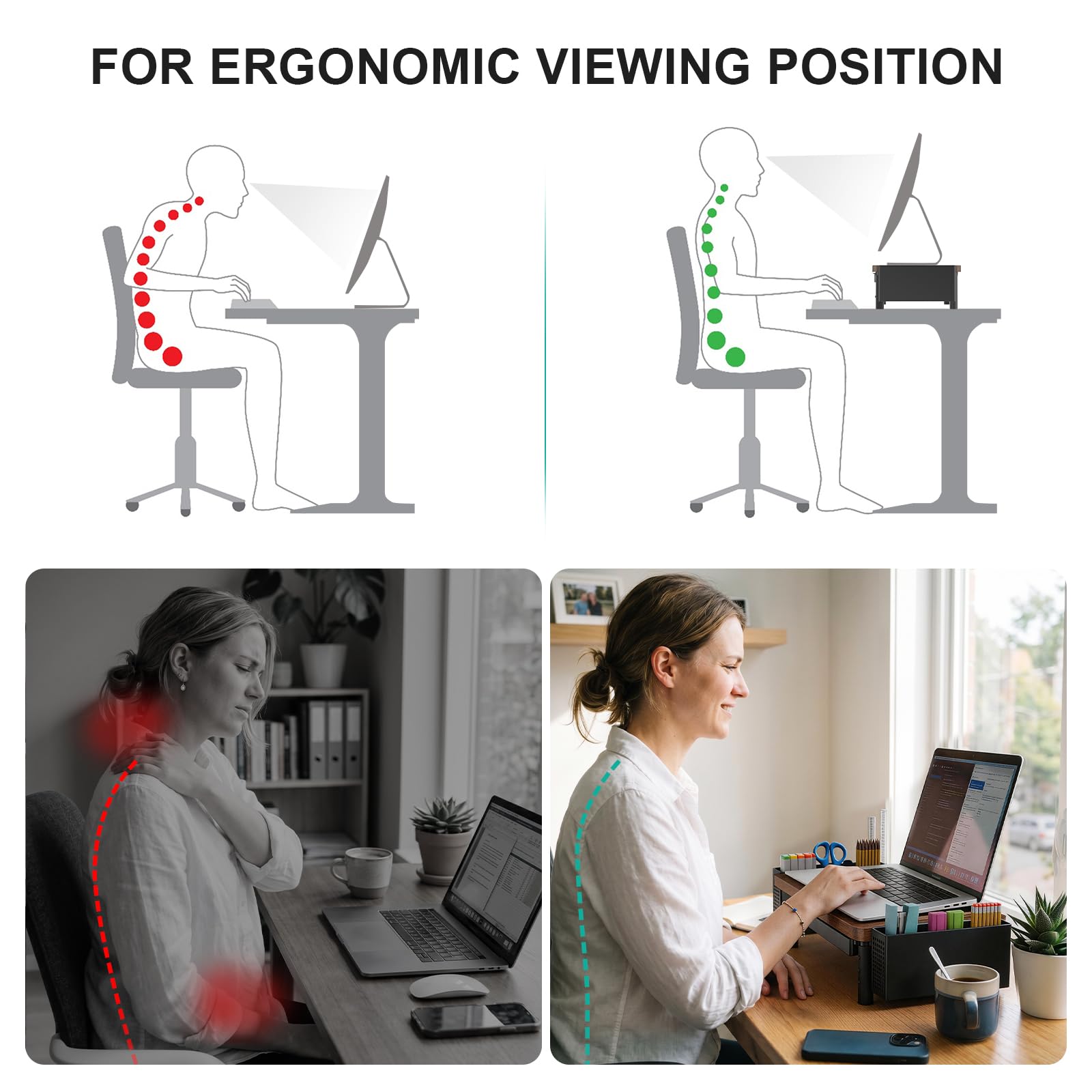 WALI Computer Monitor Stand with Storage and Pen Holder view 8