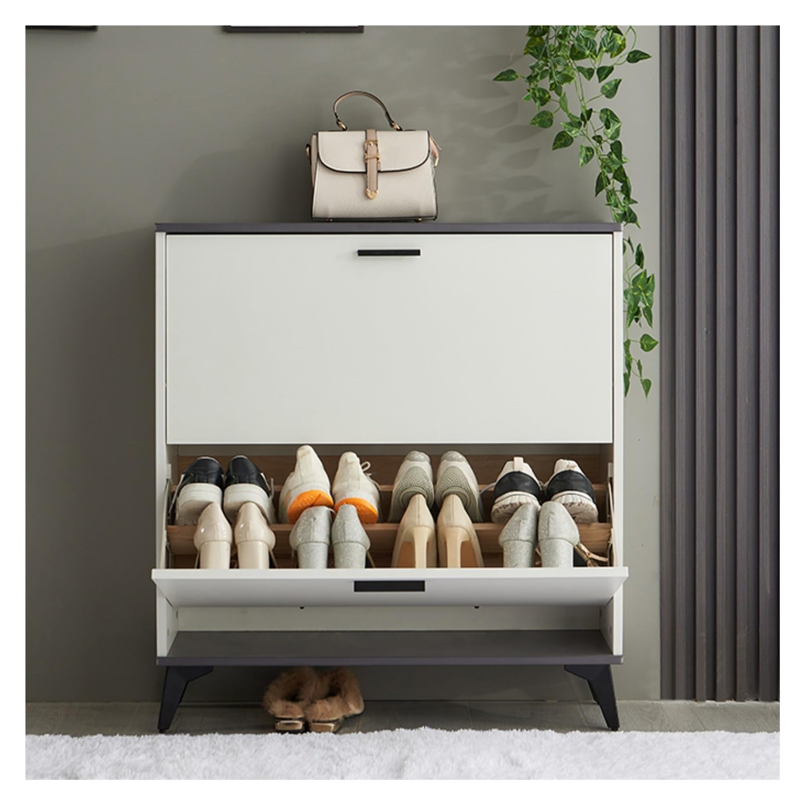 Étagère à chaussures pour petits espaces et rangement de couloir ouvert