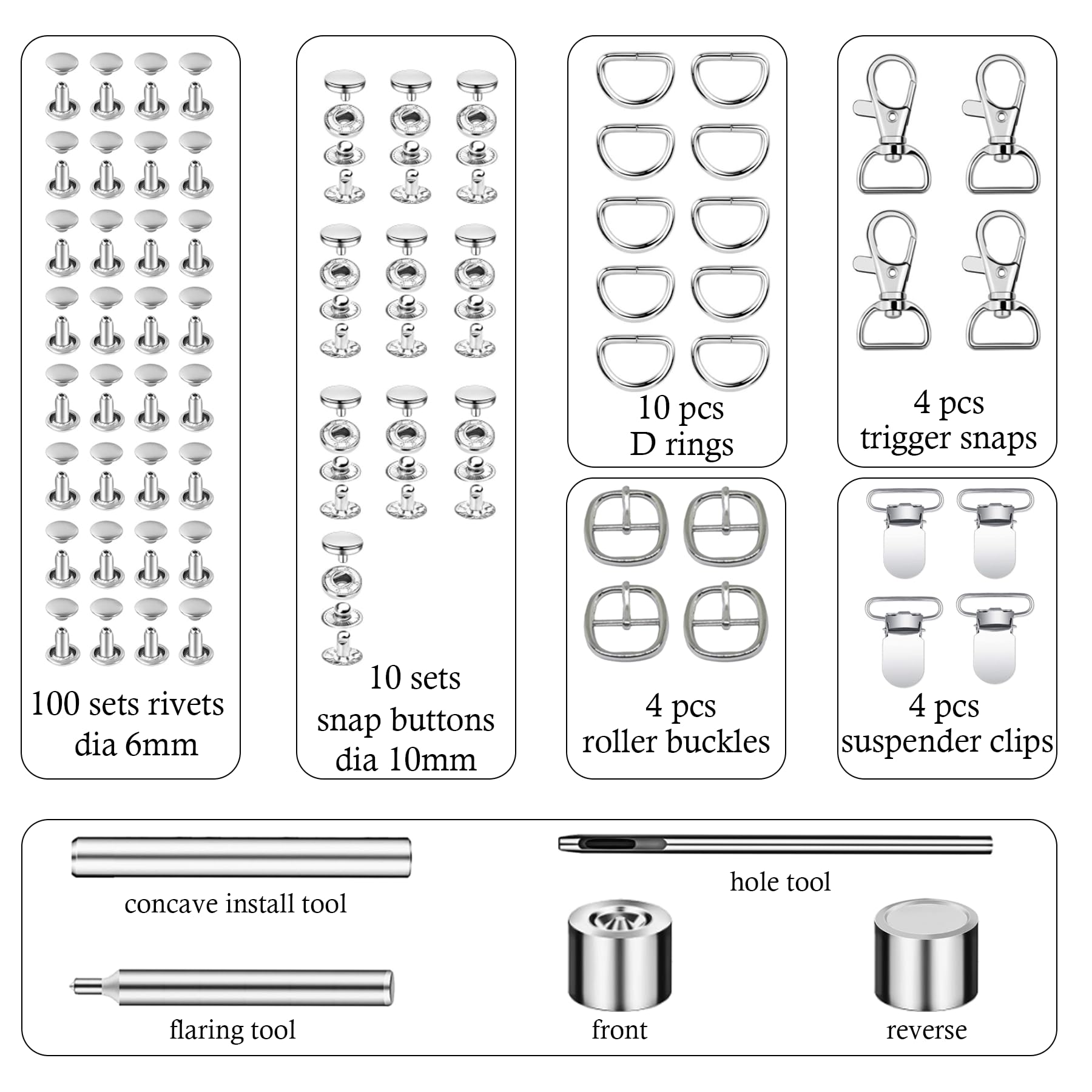 AOUXSEEM 196inches Long Black PU Faux Leather Strip Kit (3/4in wide) with Rivets Snap Buttons Setting Tools, Constant Roll for Hanging Belt Making DIY Purse Strap Dog Collar Lanyard Crafts