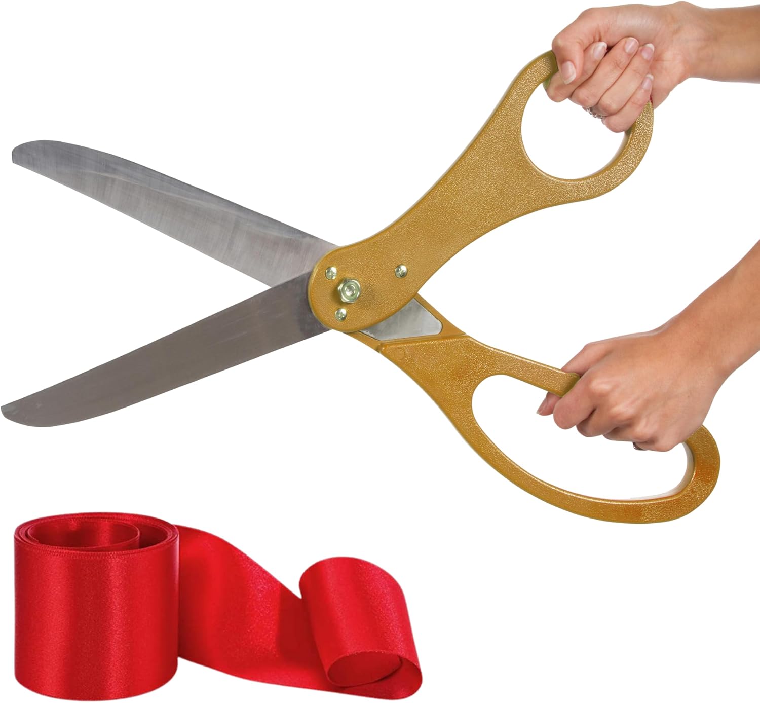 Grand Opening Ceremony Kit– 20 Inch Giant Scissors Gold with Red Ribbon
