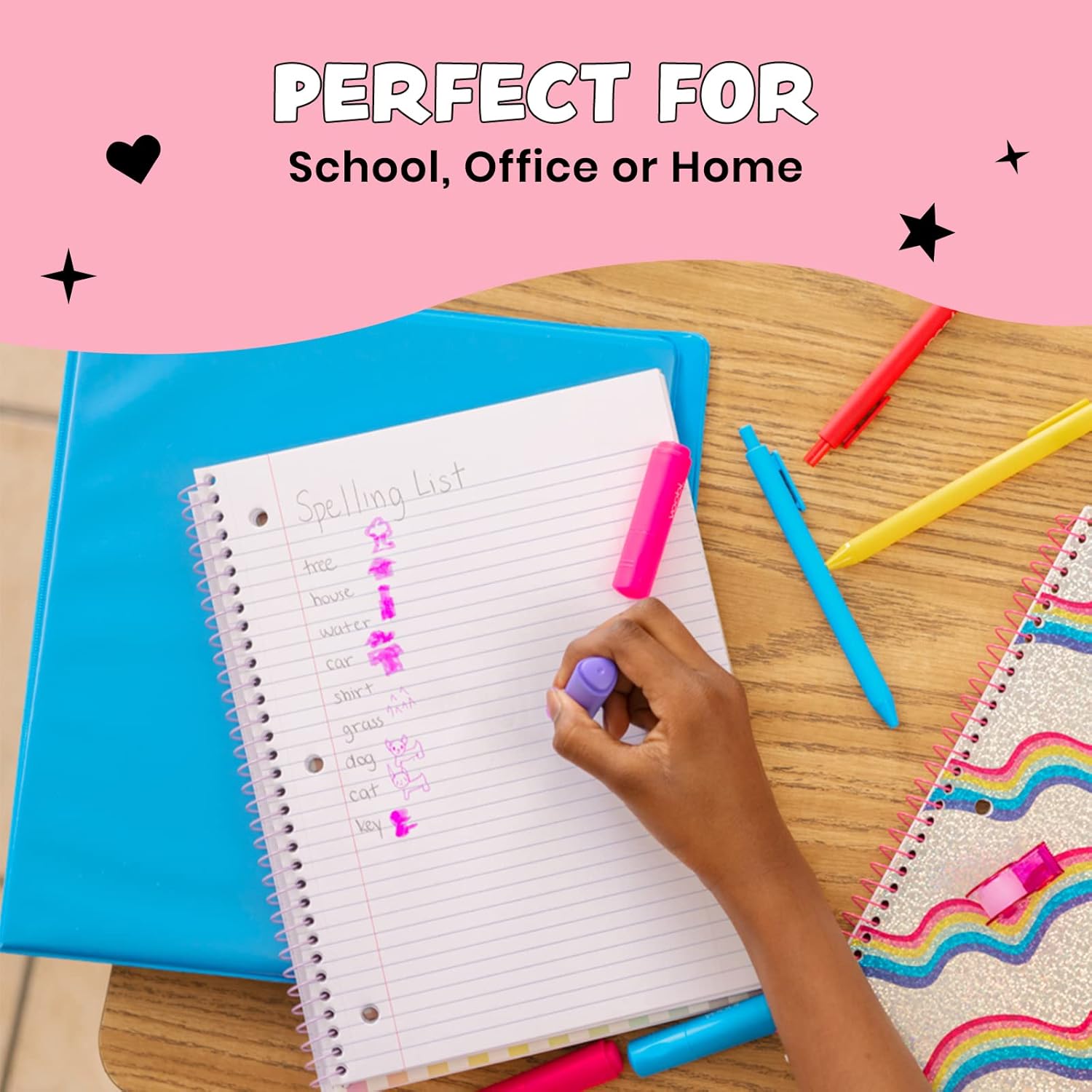 Yoobi 1 Inch Binder Set – 3-Ring Binders with 2 Pockets – Perfect for School or Office – Holds up to 220 Sheets – 4 Pack – Solid Multicolor Variety : Office Products