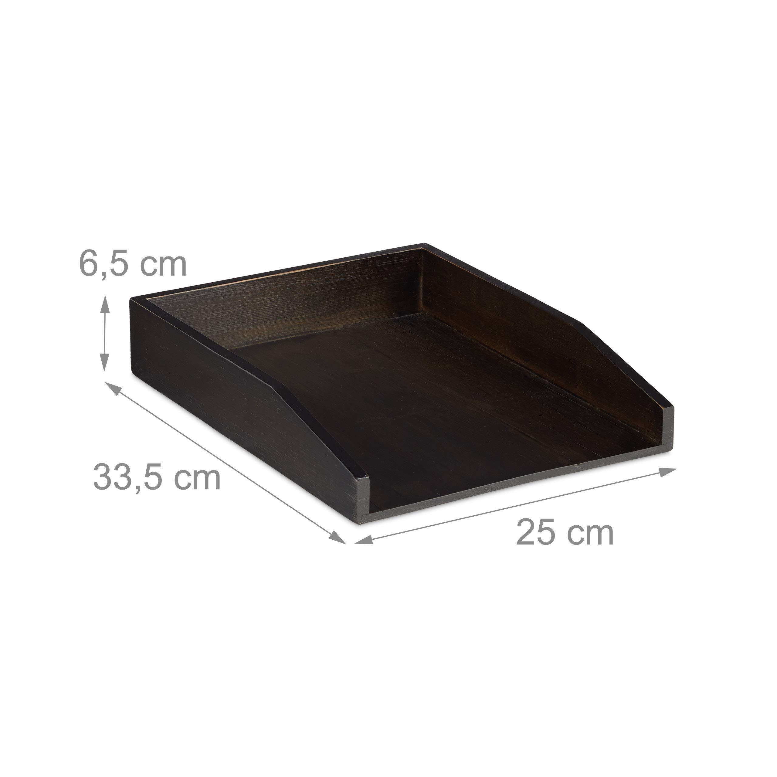 Relaxdays brievenbak stapelbaar, A4 formaat, kantoor, bureau, postbakje bamboe, HBD: 6x25x33 cm, bruin