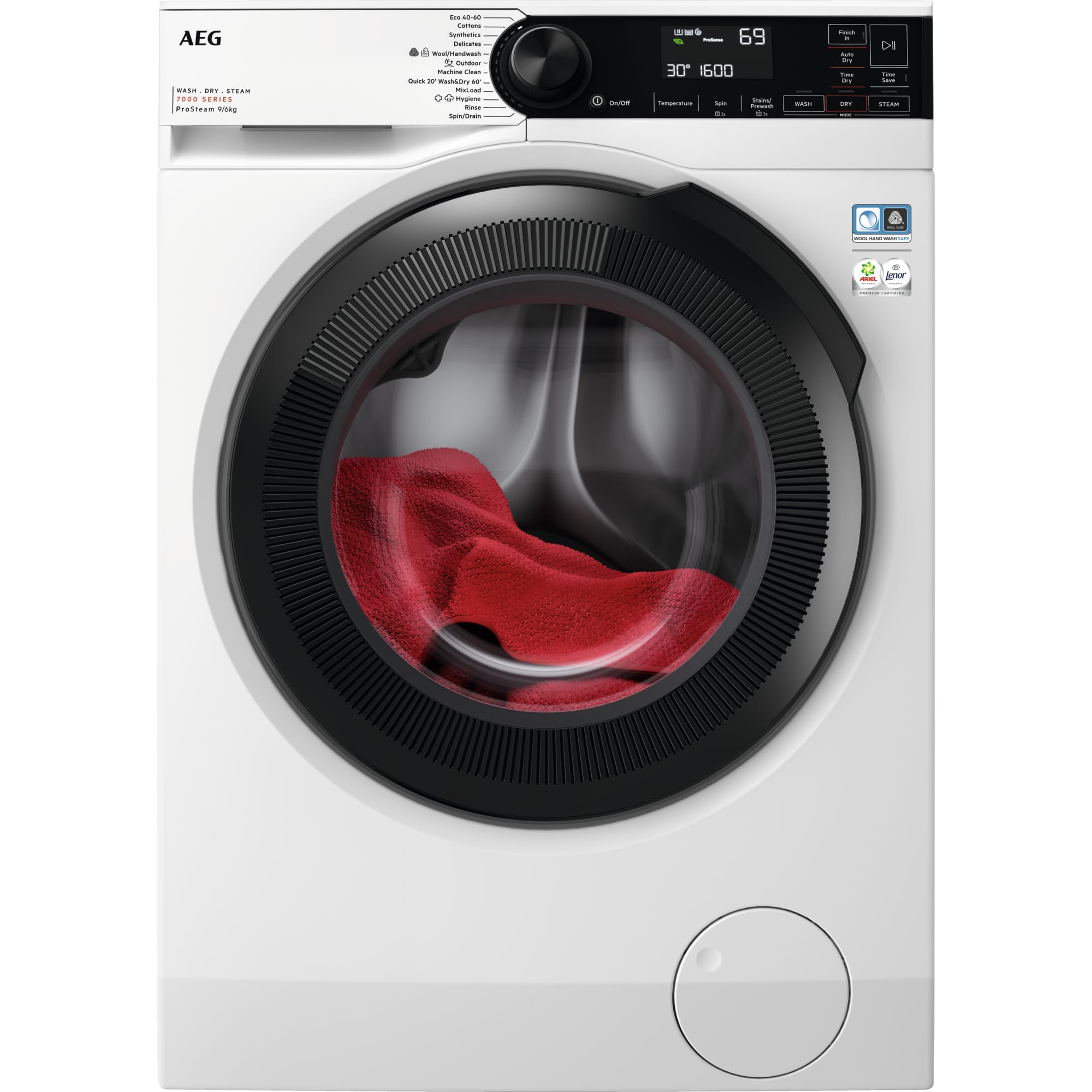 Aeg Lwr7496o4b 9Kg/6Kg 1600Rpm Freestanding Washer Dryer White/Blue