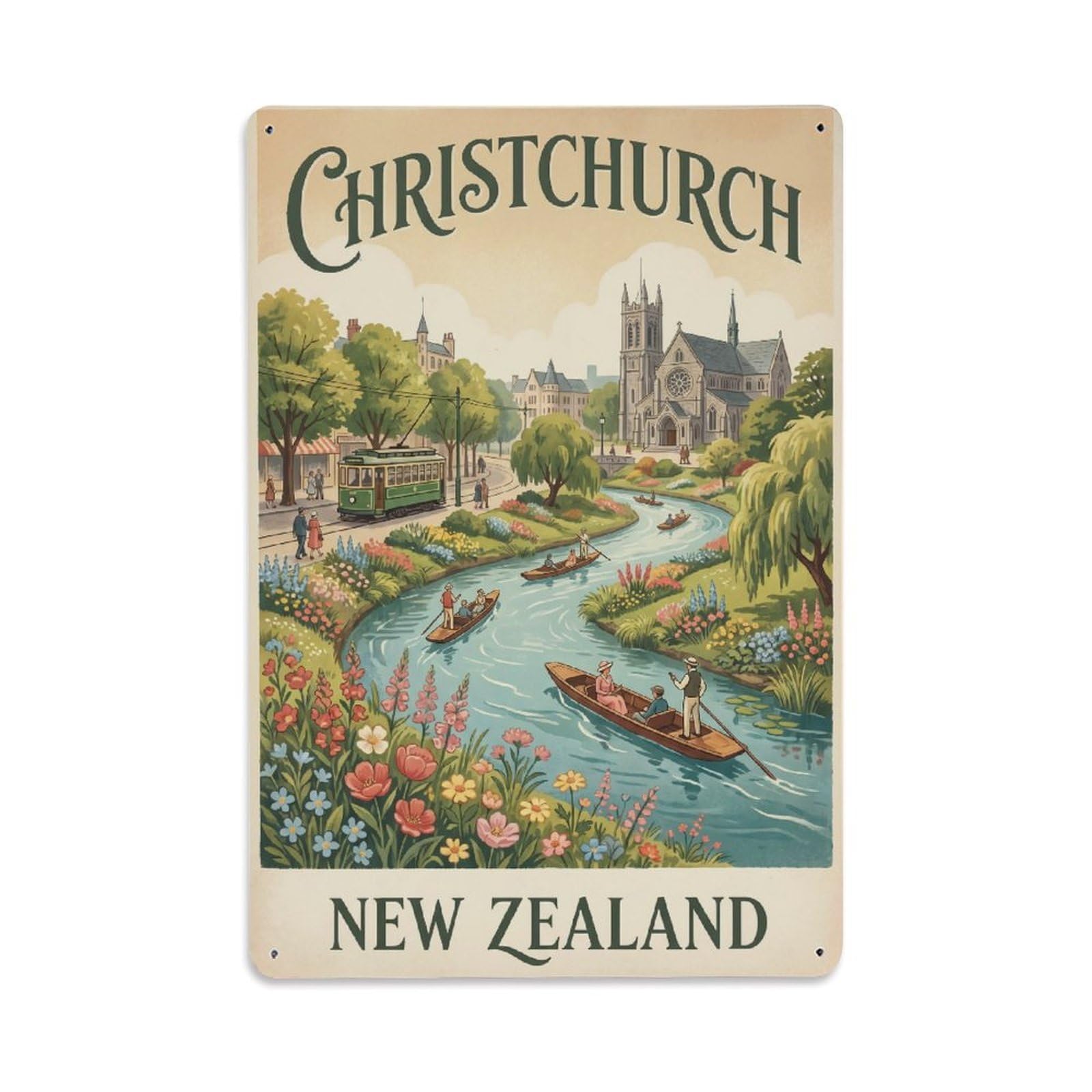 Metal Tin Sign New Zealand Christchurch Vintage