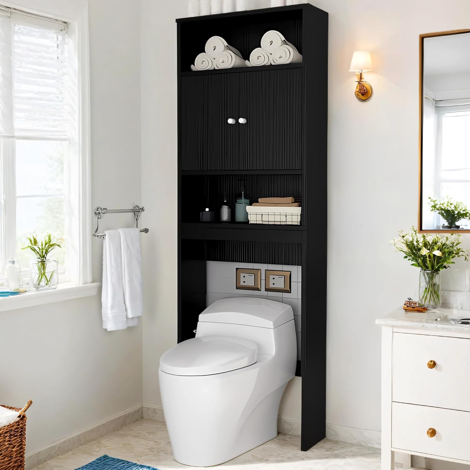 Amazon.com: Tydaris Over The Toilet Storage Cabinet – Wood Bathroom ...
