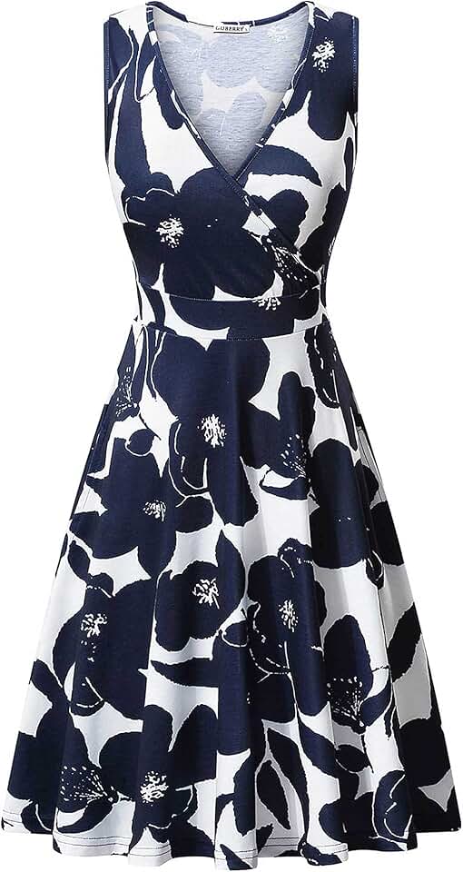 Navy Blue and White Dresses