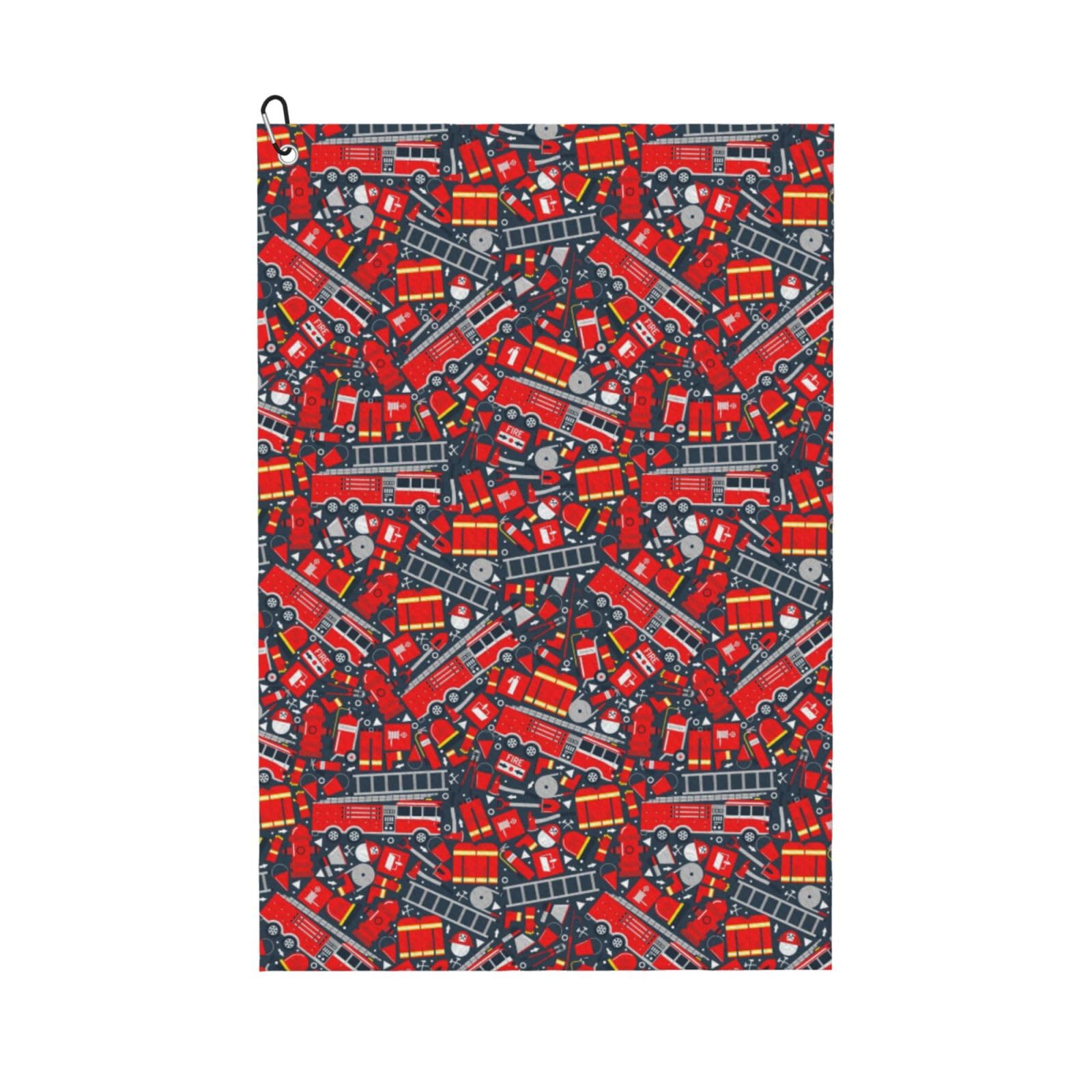 AOOEDM Fire Sign Print Golf Towel with Carabiner Clip Absorbent Microfiber Golf Towel for Cleaning Golf Ball Club Putter Iron for Golf Bag Trolly Belt Loop 16" X 24"