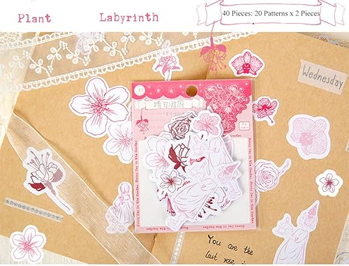 Miniatura 5 de Calcomanías para álbumes de recortes, 40 unidades cada una para botellas de agua de bala basura para laptop, calcomanías estéticas de papel