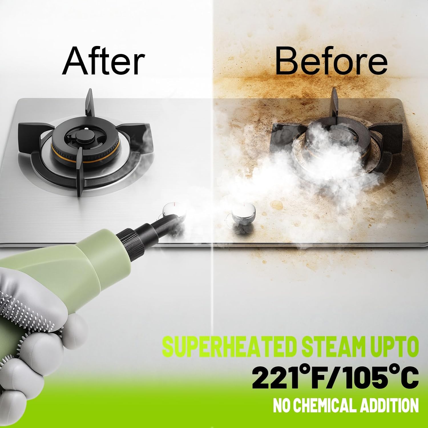 2500W Handheld Steam Cleaner, 15s Fast Heat-Up & 34oz Tank, 6-Level Adjustable Steam Control, Touch Screen Portable Steamer for Bathroom, Car, Tile, Floor, Kitchen, Home Cleaning - Image 3