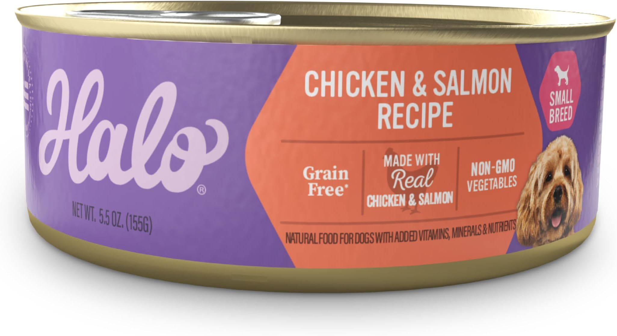 Small Breed Wet Dog Food, Chicken & Salmon Recipe, Grain Free Real Meat Canned Dog Food, Meal or Topper, 5.5 Oz Can (Pack of 12)