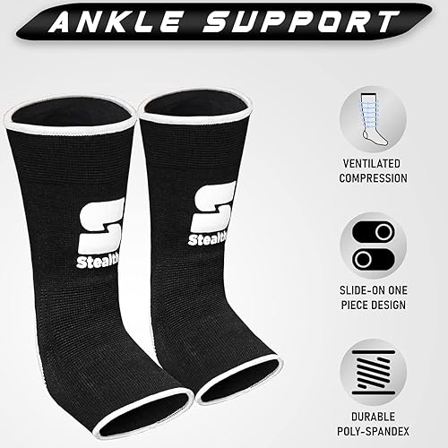 Miniatura 9 de Stealth Sports Tobilleras Muay Thai para artes marciales, gimnasio, equipo de boxeo duradero y fiable, tobilleras protectoras para kickboxing, artes
