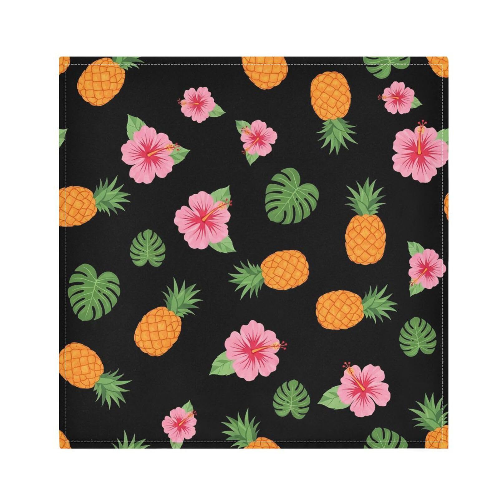 Ttgoth Pineapple Hibiscus Cloth Napkin Set of 6 Washable & Reusable Dinner Napkins for Dining Table, Banquets, Wedding, Party, 50x50 cm