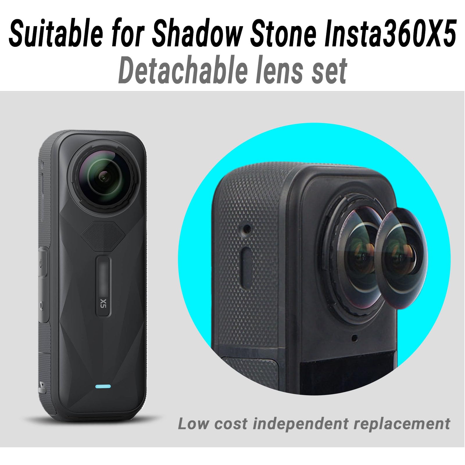 Insta 360 X5 - Kit completo de lentes de repuesto, con 2 lentes reemplazables para Insta360 X5, además de herramientas para reemplazar y limpiar la lente