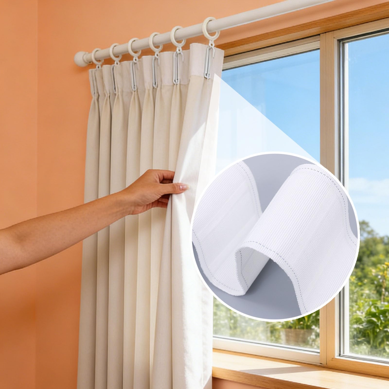 60 m x 7 cm - Blanc - Ruban de rideau à coudre - Ruban de fixation de rideau - Ruban fronceur - Ruban plissé - Ruban en tissu polyester - Ruban universel pour rideaux, bricolage