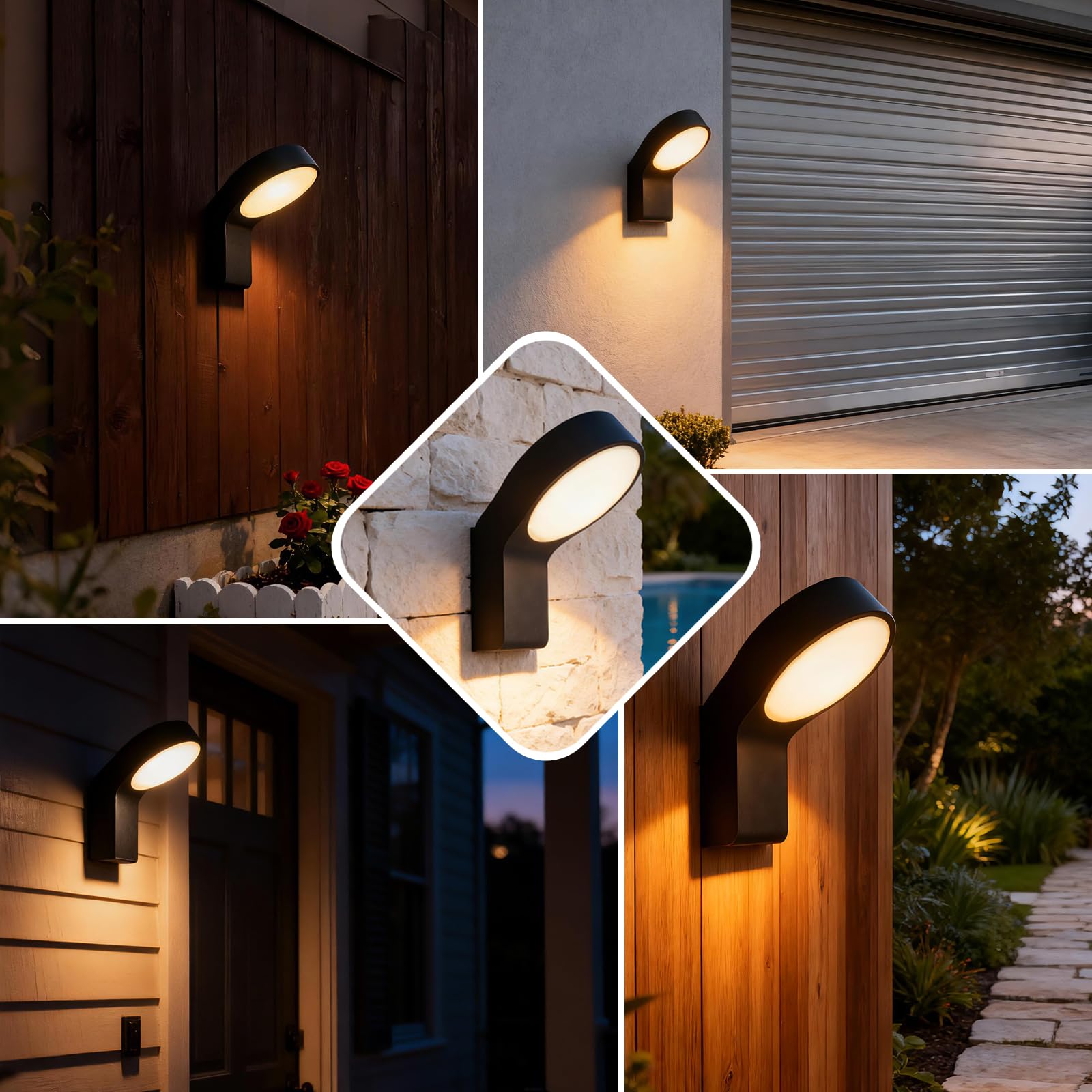 8.5W LED Intégrée Applique Murale Exterieur en Aluminium 220-240V, IP44 950LM 3000K Étanche Luminaire Exterieur Pour Jardin, Terrasse et Entrée, Noir, 22.5cm