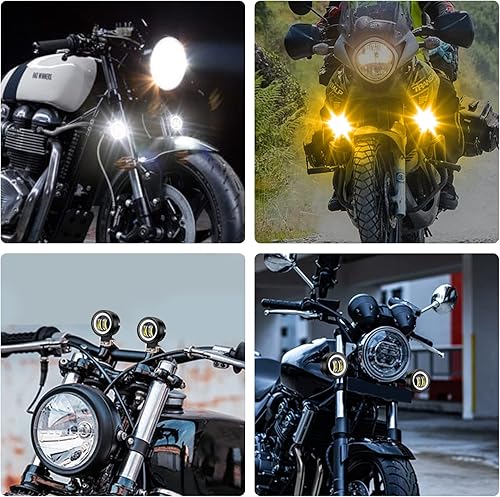 Miniatura 8 de Luces antiniebla LED para motocicleta, focos LED de 3 pulgadas y 20 W, lámpara de conducción adicional con halo amarillo, universal, resistente al