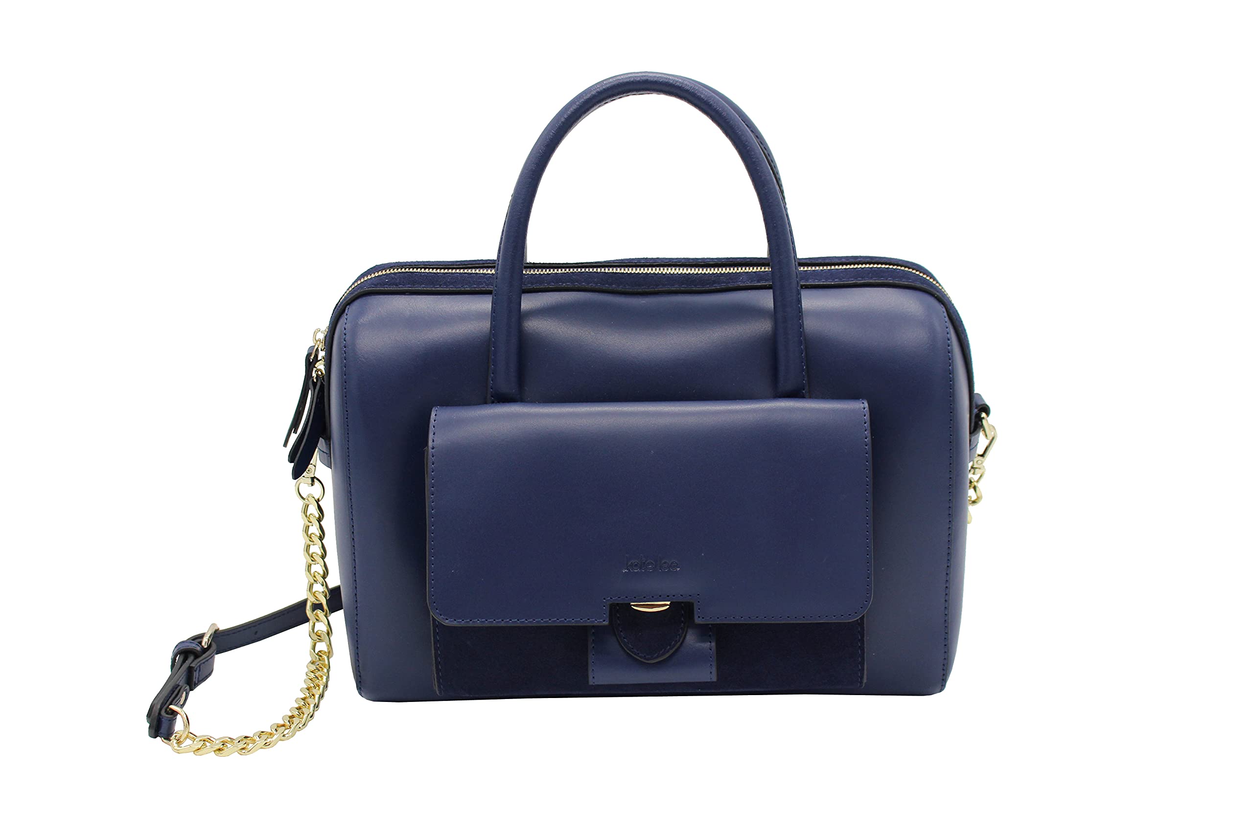 Kate Lee Women's Sac à en Cuir porté Main ou bandoulière June Marine Handbag, Grand