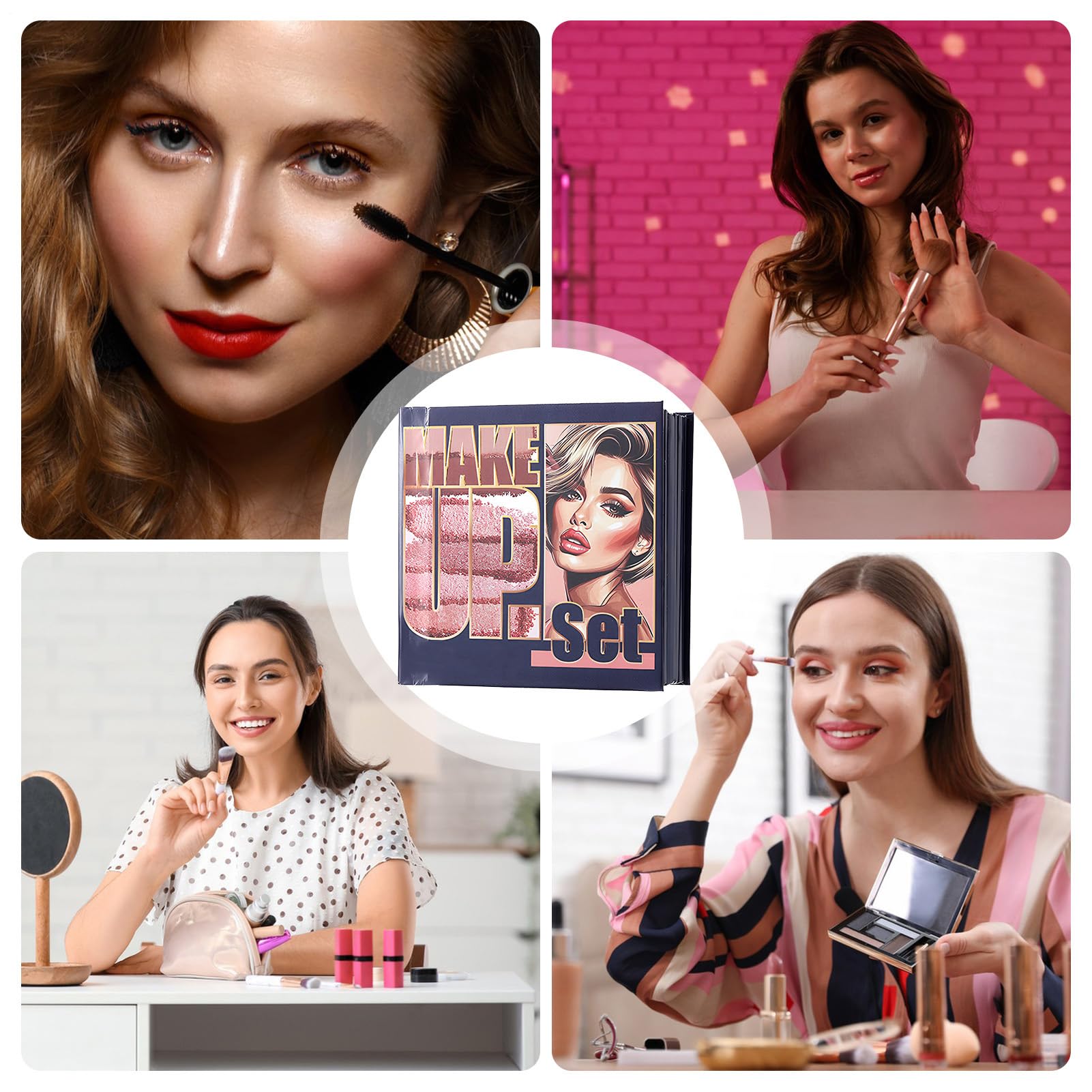 Trucco a Libro Fard Correttore Sfumabile | Trucco in Polvere per Blush e Occhi Ideale per Viso Occhi Labbra Compleanno Feste San Matrimonio Appuntamenti Viaggio e