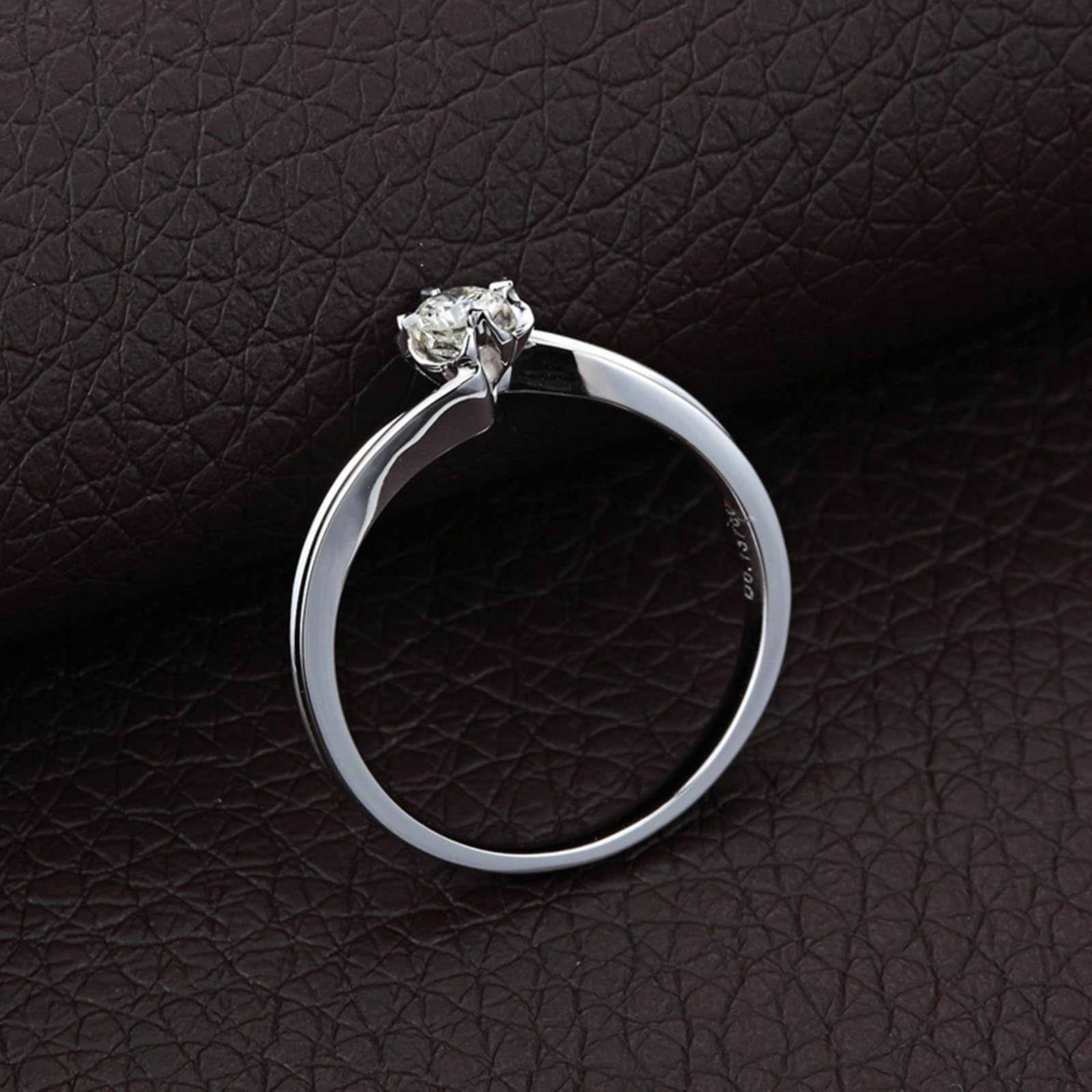 Verlobungsring Zart, Diamant Ring Frau 18 Karat Weißgold Blume Lab Diamant 0.13CT Weiß Brillantschliff VVS mit Gravur für Neujahr