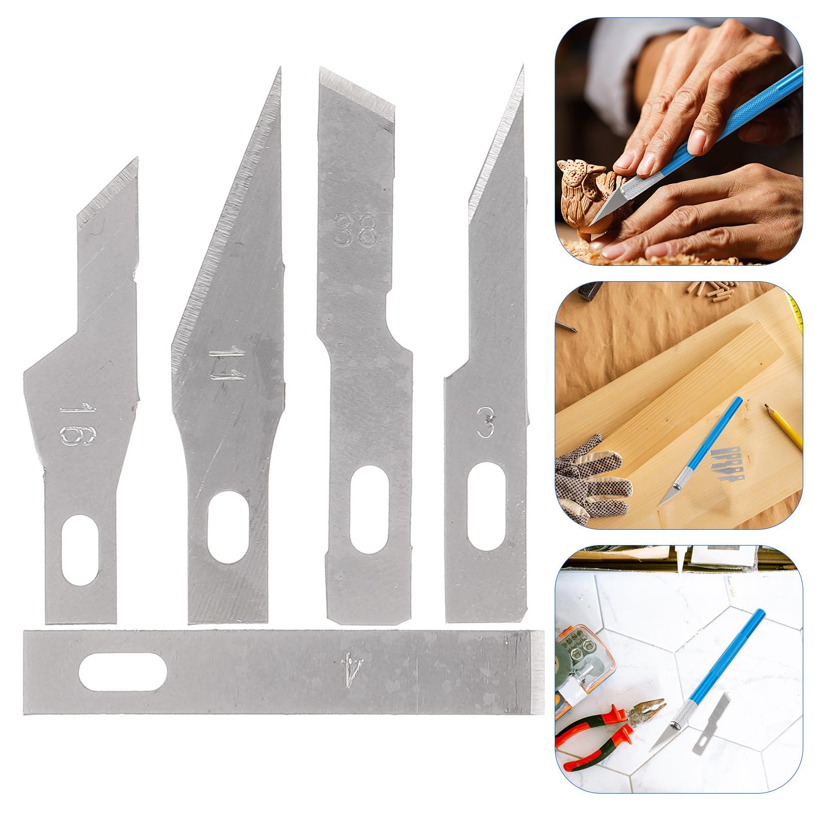 DOITOOL Cuchillas Multiusos para Manualidades 50 Piezas Juego de Repuesto de Acero para Tallar Modelismo y Scrapbooking en Artesanía Detallada