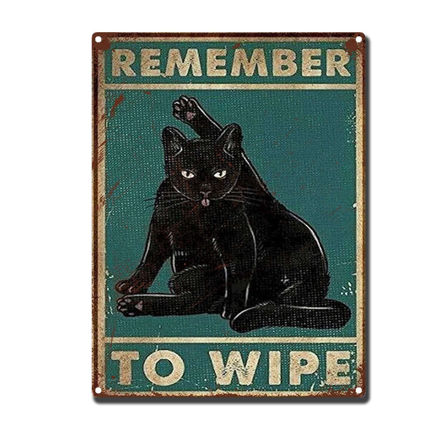 Tin Sign Paint By Numbers Kits Remember To Wipe Cat The kitchen Sign Retro Funny Art Decorative iron picture 12x16inch-Tin Sign