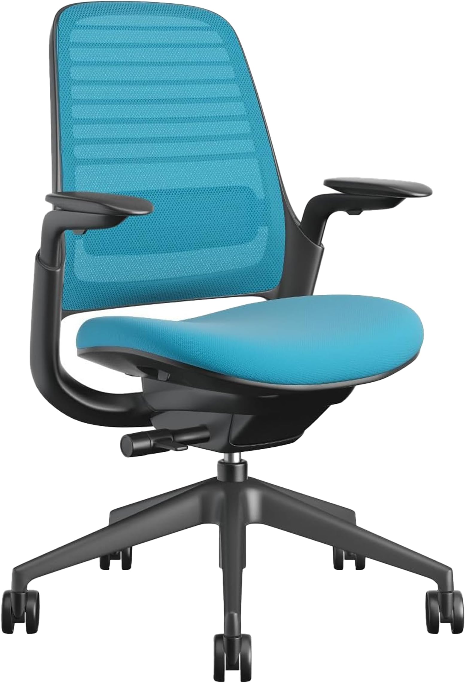 Steelcase Series 1 Office Chair - Ergonomic Work Chair with Wheels for Carpet - Helps Support Productivity - Weight-Activated Controls, Back & Arm Support - Easy Assembly - Blue Jay