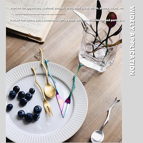 Miniatura 5 de Juego de tenedores de acero inoxidable mini aperitivo de frutas, ensalada, pastel, tenedor y cuchillo, para banquetes, fiestas, mariscos, cócteles,