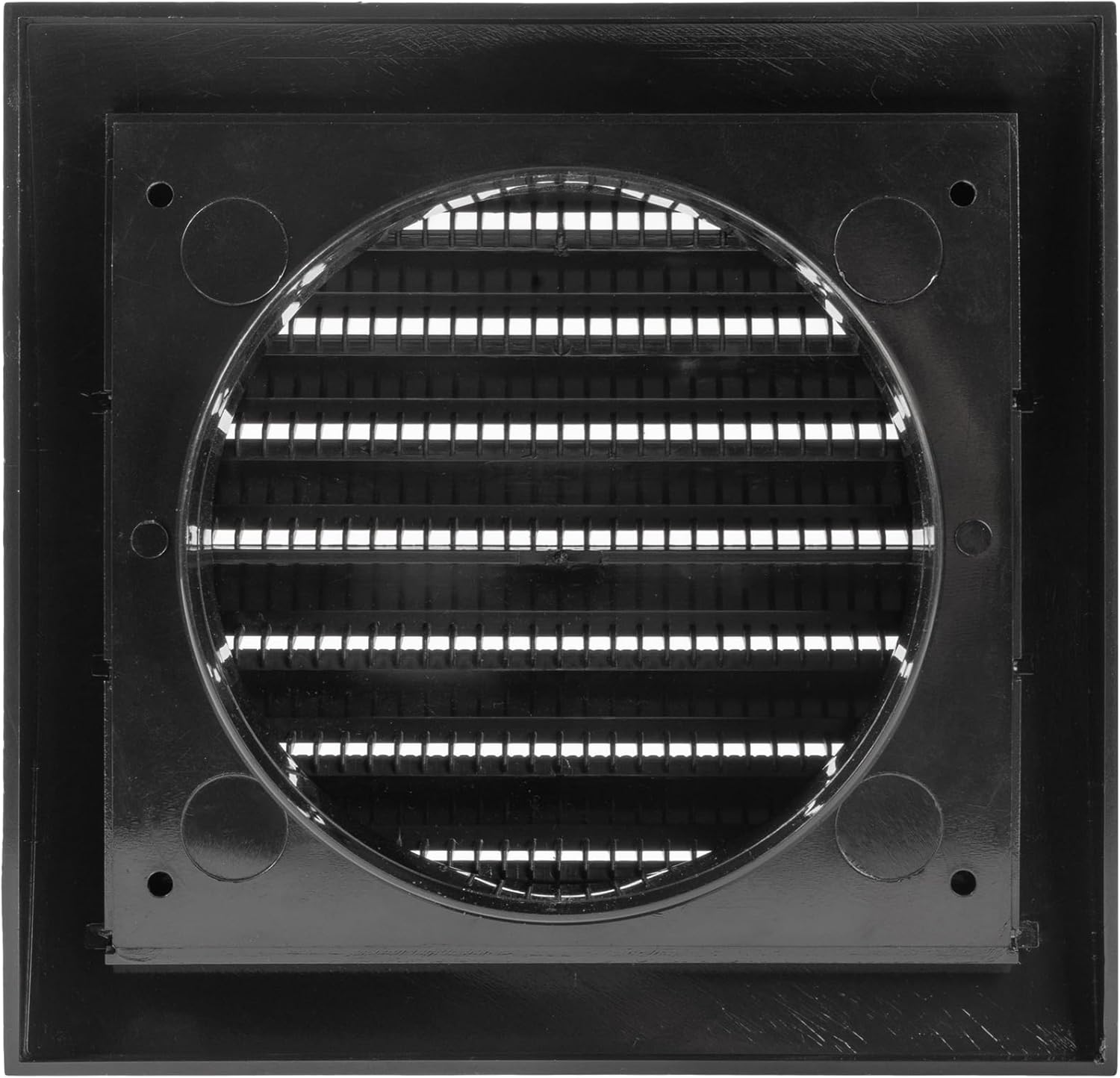 Vent Systems 4'' Inch Black Pack of 4 Air Vent Cover Dryer Vents and Bathroom Exhaust Vents Pipe, Black Louvered Dryer Vent Cover - Exhaust, Supply Air Register Grille with Flange
