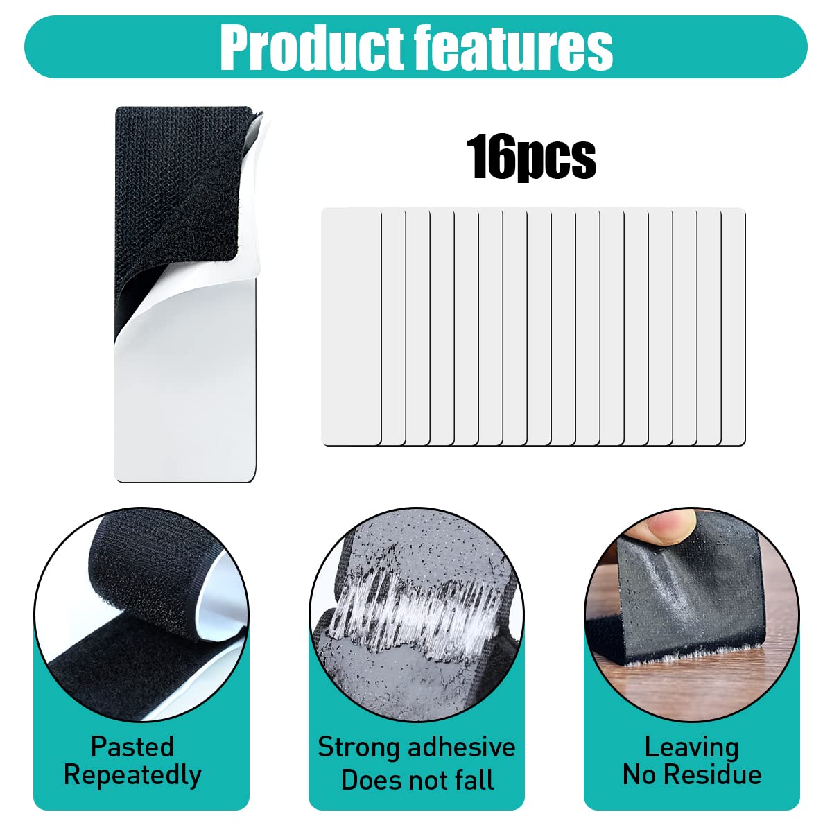 Stavae Self-Adhesive Hook And Loop Strips, Sticky Back Fasteners Hook And Loop Tape For Mounting - View #2