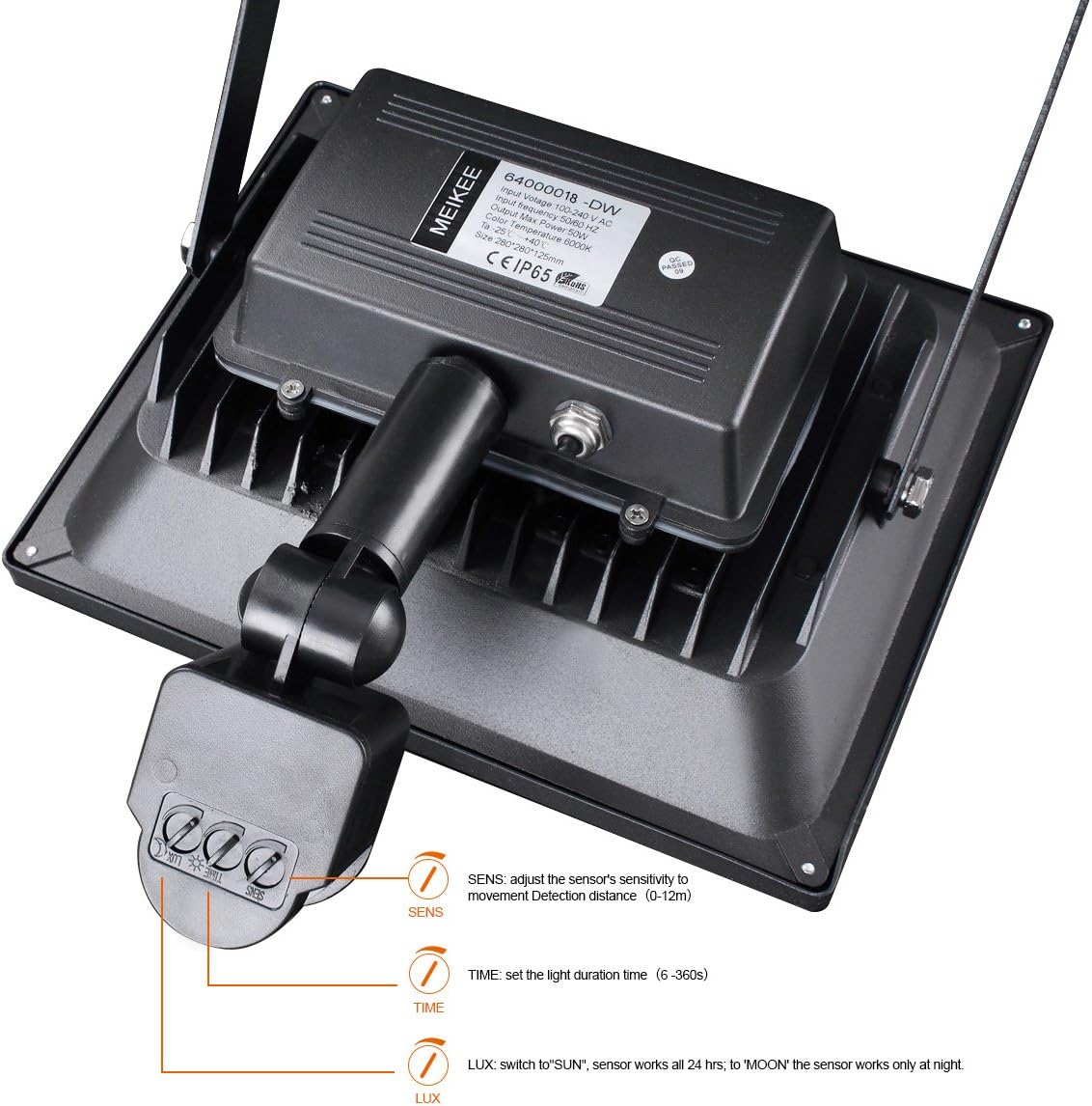 MEIKEE 30W Projecteur LED détecteur de mouvement IP65 2250LM Lampe extérieur étanche Lampe de sensibilité 6000K blanc froid spot mural idéal pour jardin, garage, terrain de sport ou hôtel          [Classe énergétique A++] — vue 5
