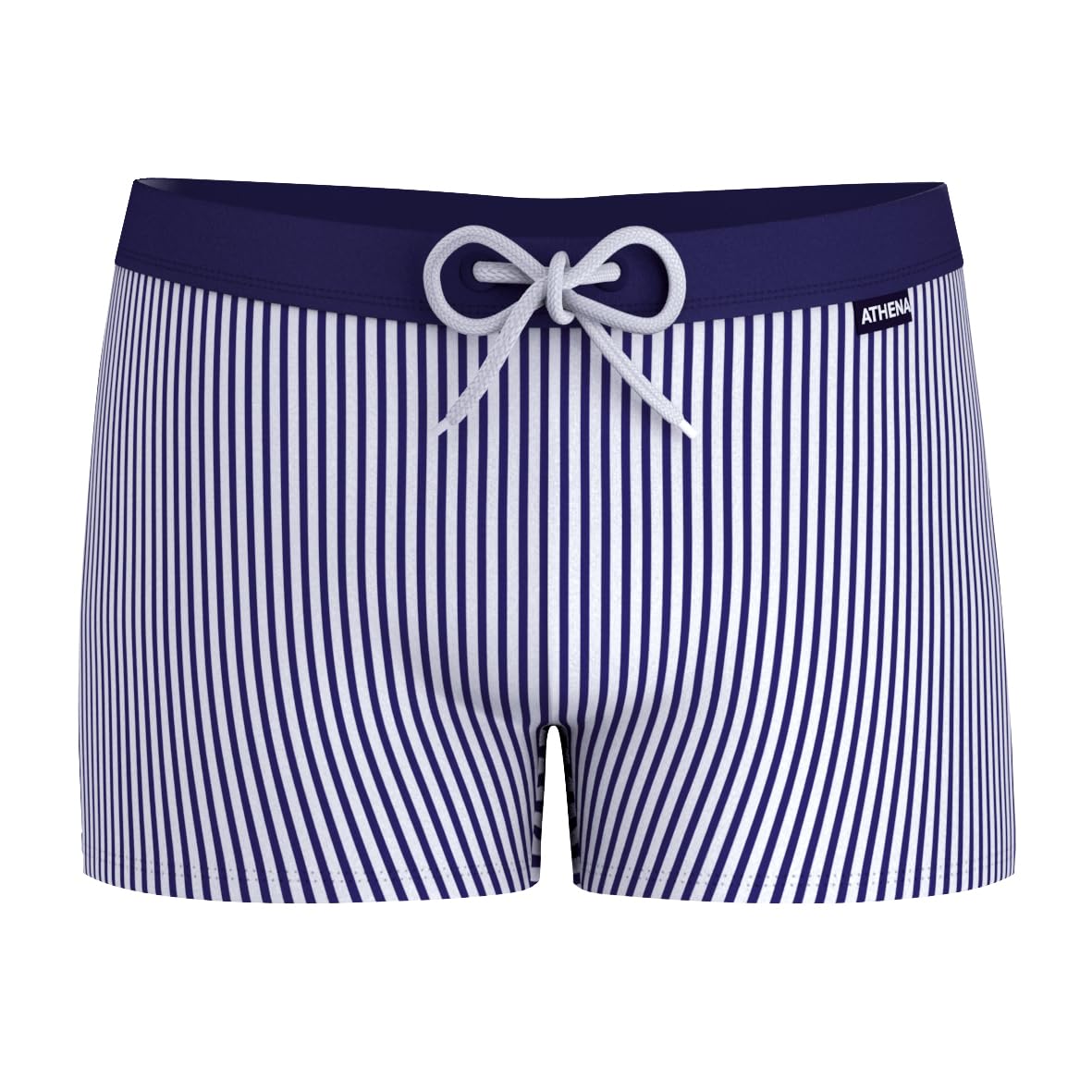 Athena – Boxer de Bain Homme – Summer Camp – Motif Rayures All Over – Ceinture Contrastée