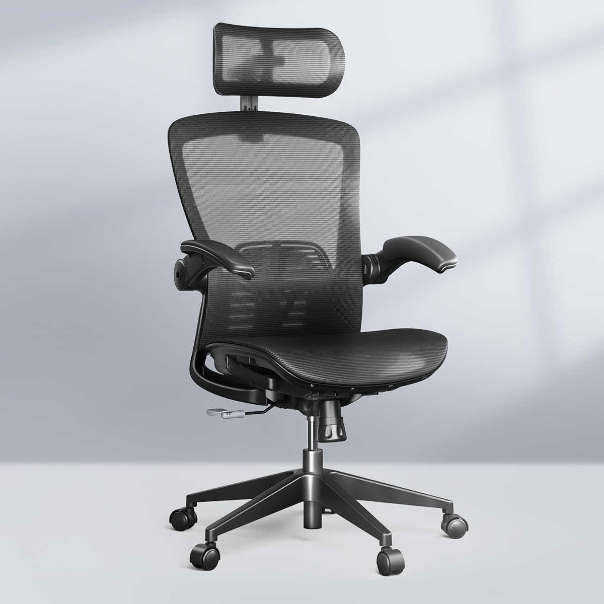 FLEXISPOT OC3-Pro Air Silla de oficina ergonómica para grandes y altos, color negro, silla de oficina con respaldo alto con brazo abatible/soporte lumbar de 8 niveles, cojín de asiento de malla, sillas para el hogar, oficina, trabajo, estudio, juegos