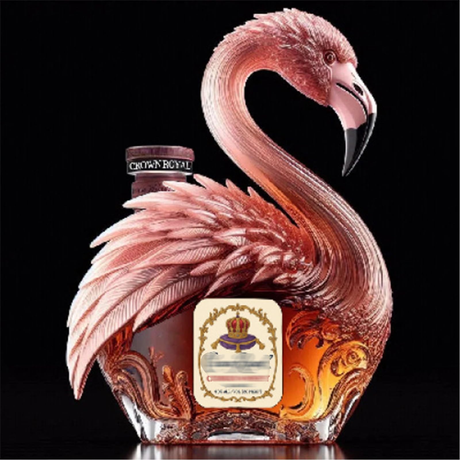 karafka, Rzeźby 3D z flamingiem w kształcie butelki whisky o pojemności 320 ml, piękne ozdoby na szklane karafki do wina(D)