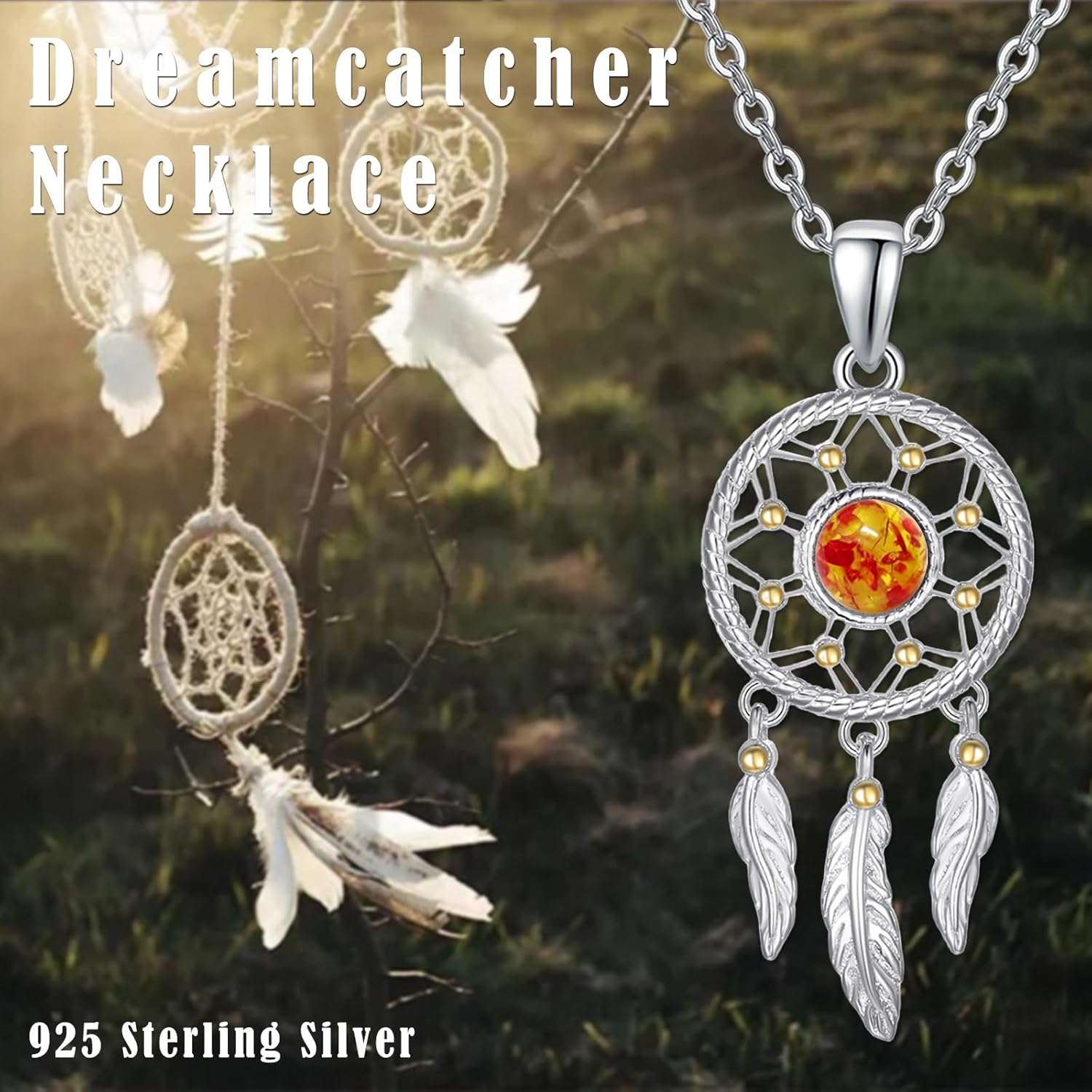 Dream Catcher Necklace for Women 925 Sterling Silver Dreamcatcher Pendant Christmas Gifts Bohemian Jewelry Gift for Women - Image 3