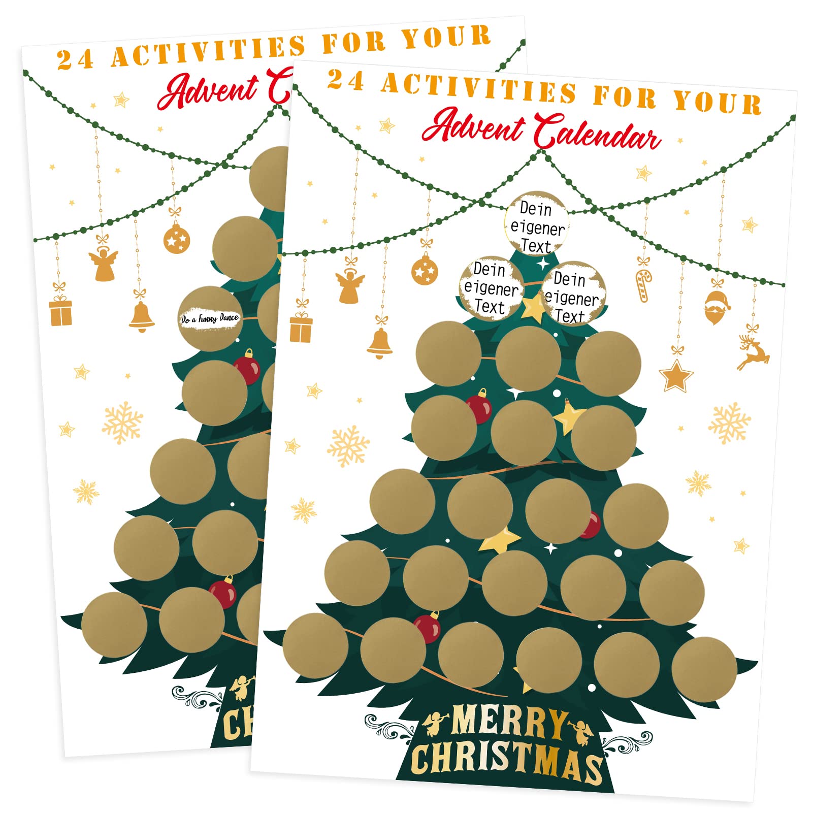 Calendario Dell'Avvento Da Grattare Fai Da Te – Rubby 21x30 Cm – Con 24 Adesivi Da Grattare – Crea Le Tue Sorprese Natalizie