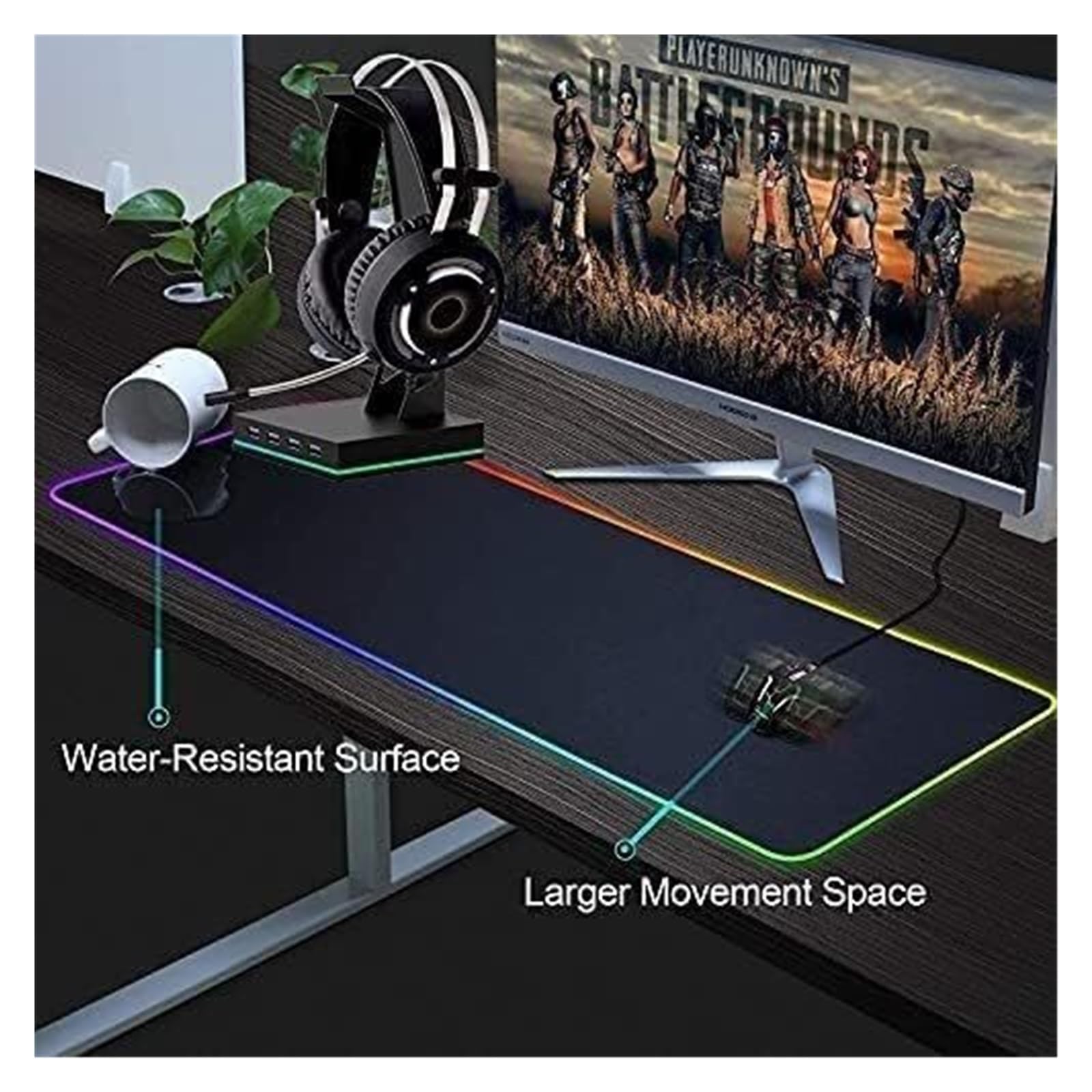 Supporto Cuffia RGB 4 Porte USB 2.0 per Gamer PC