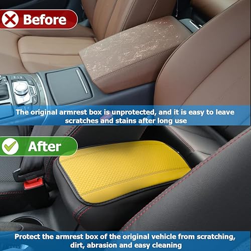 Miniatura 6 de Moly Magnolia Almohadilla de cuero sintético para consola central de automóvil, funda de asiento de reposabrazos de automóvil, impermeable,