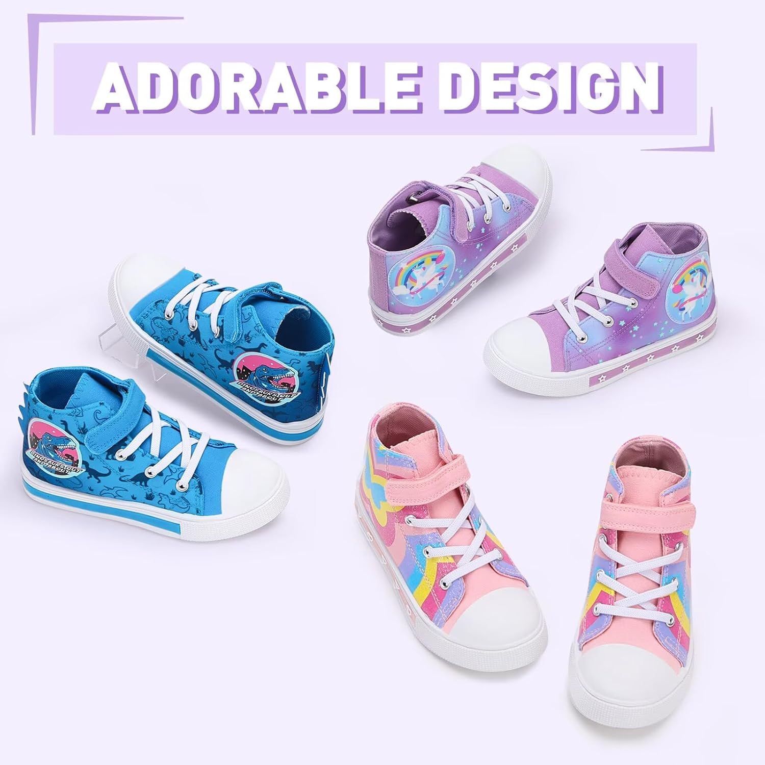 Boys Girls Light up Sneakers Kids High Top Flashing Canvas Shoes Toddler Casual Easy Fasten Walking Sneaker - Image 5