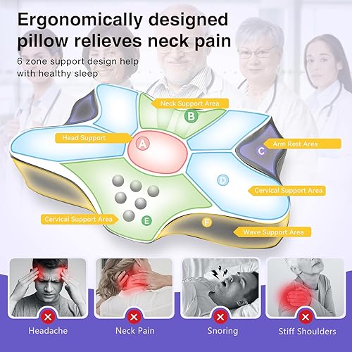 Miniatura 6 de Almohada refrescante para aliviar el dolor para el cuello, almohada cervical ajustable, espuma viscoelástica para dormir lateral, con funda de