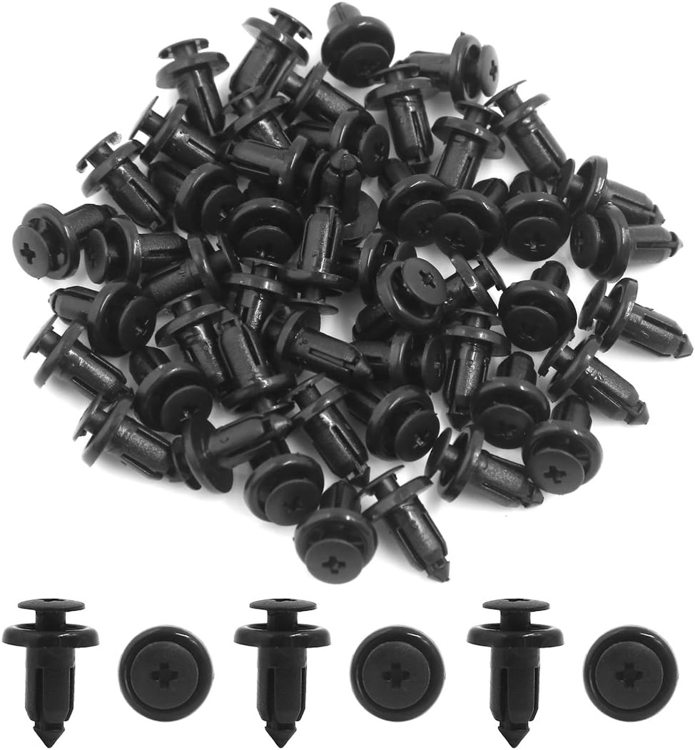 uxcell 50Pcs Black Plastic Push Pin Retainer Fasteners Clips Rivet for 7mm Hole Dia