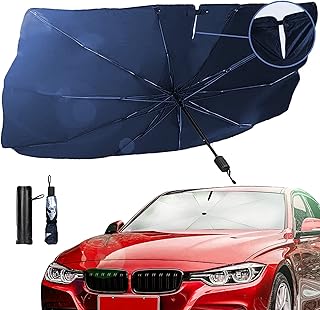 Car Windshield Sun Shade Umbrella,Foldable Front Window Sunshade to Protect Your Car from UV Rays and Sun Heat,Automotive Winshield Sun Visor for Most Vehicles, Car Accessories Included(55"X31")