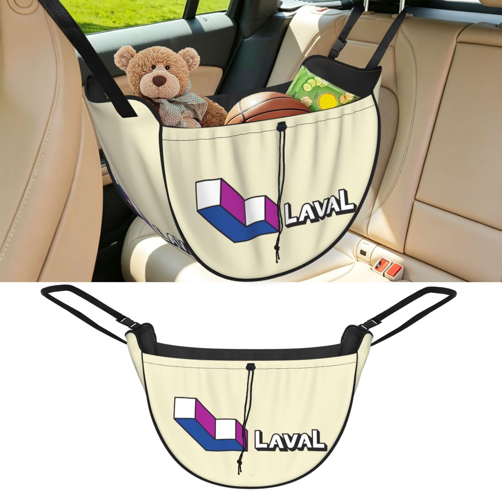 Cntdbu Black Laval Flag Car Seat Organizer-Backseat Storage Bag For Travel