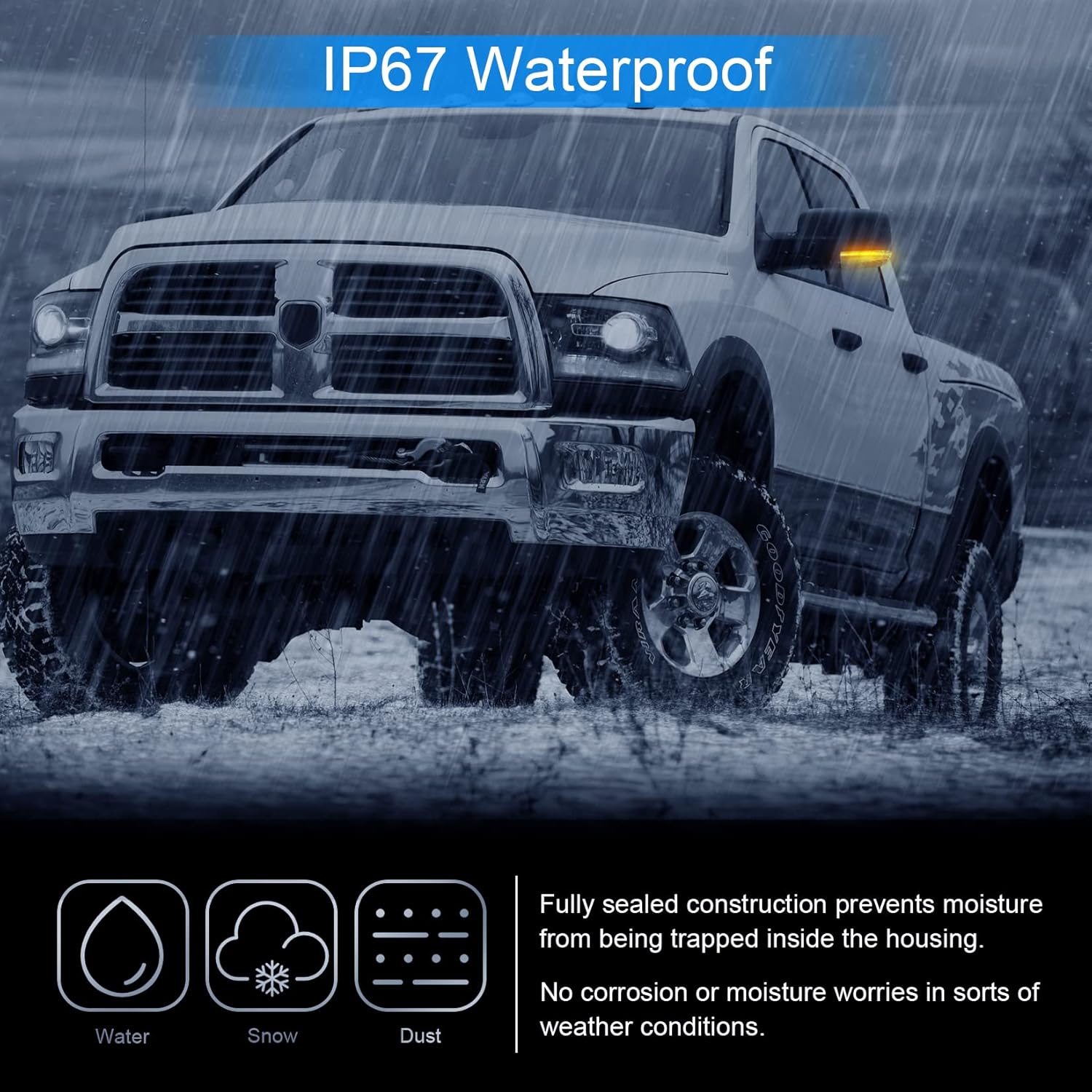 Switchback LED Side Mirror Signal Light Compatible with 2009-2018 RAM 1500/2010-2018 RAM 2500 3500, Sequential Dynamic Amber Turn Signal Blinker Lamp, White Puddle Light