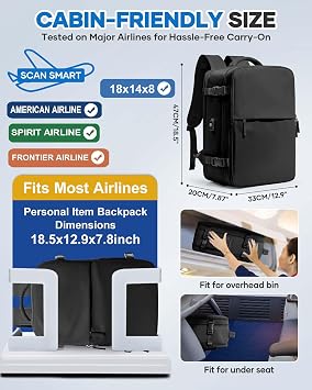 WONHOX Vacuum Seal Travel Backpack with Air Pump Compression Vacpack Waterproof Carry On Backpack for Travel Women men with Vacuum System Laptop Airlines Approved Daypack Space Saver Bags Black