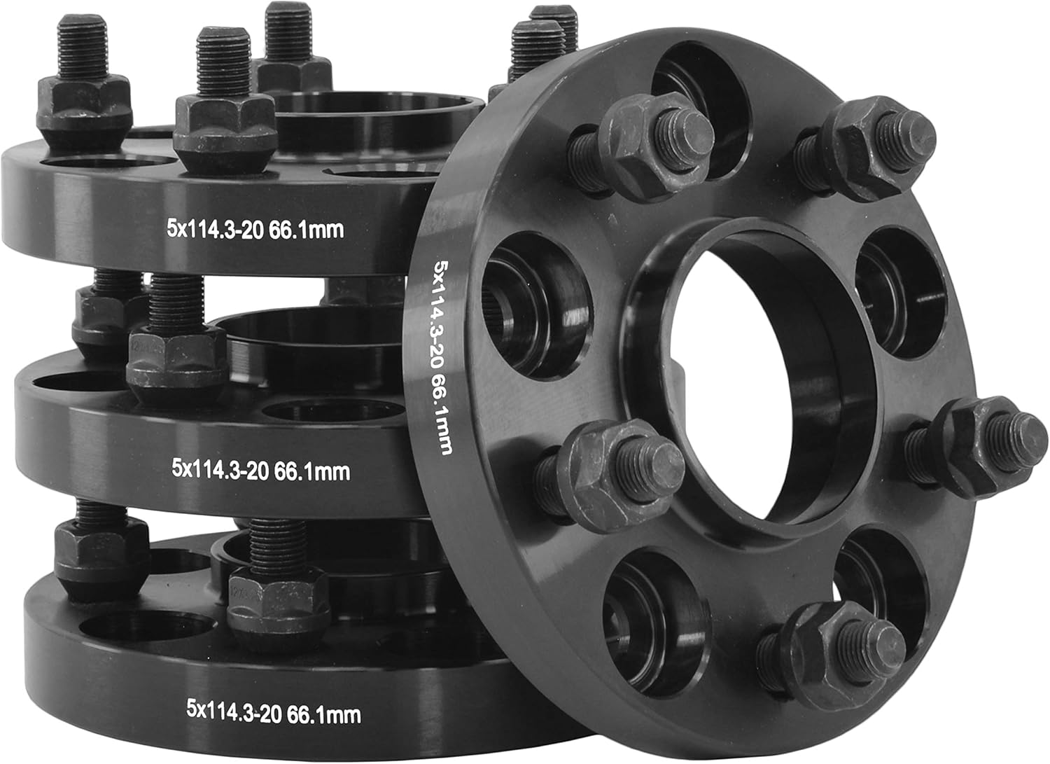 4 PC Black 20MM HUB Centric Wheel SPACERS ADAPTERS 12x1.25 Lug Nuts | Works with 350Z 370Z G35 G37 + More