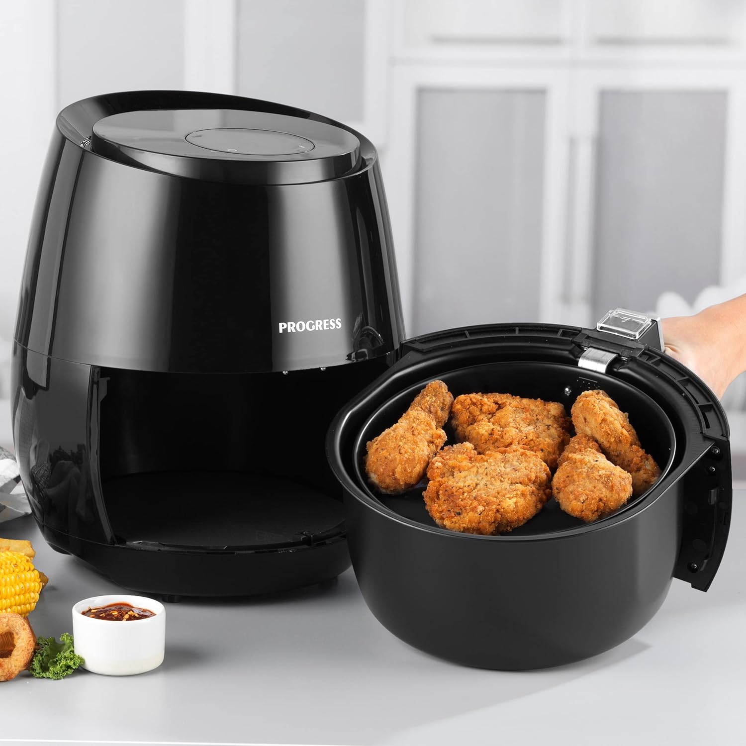 Progress® EK4490PVDEEU7 - Friggitrice ad aria calda da 4,5 litri con spina europea | Cestello di cottura rimovibile | Controllo della temperatura regolabile e timer di 30 minuti | 1300 W Progress® EK4490PVDEEU7 - Friggitrice ad aria calda da 4,5 litri con spina europea | Cestello di cottura rimovibile | Controllo della temperatura regolabile e timer di 30 minuti | 1300 W