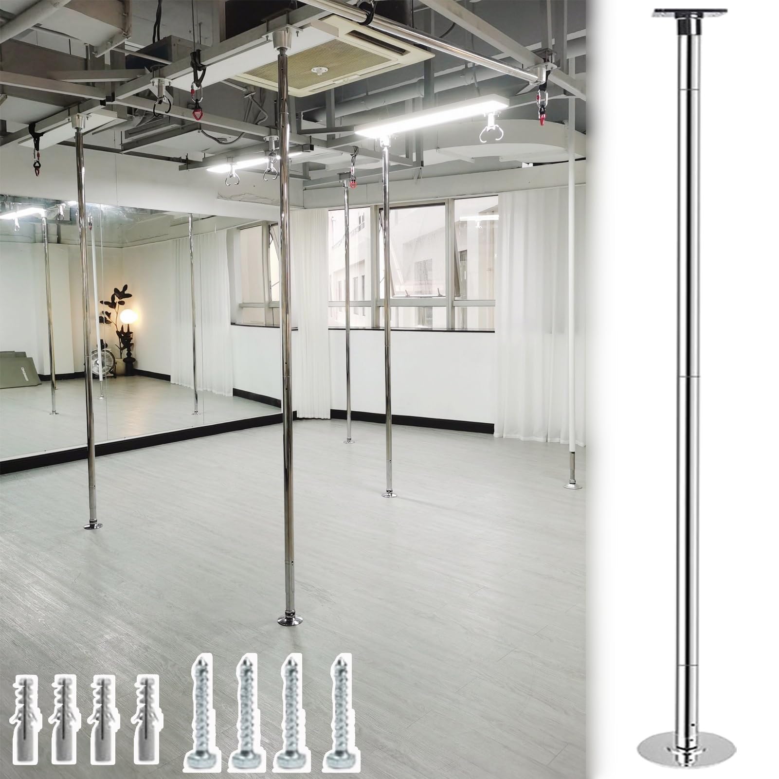 Barre de strip-teaseuse rotative haut de gamme avec perche de danse d'intérieur extensible