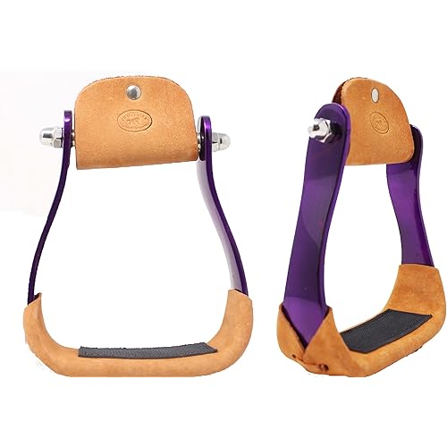 CHALLENGER Horse Western Saddle Tack Purple Barrel Racing Aluminium Stirrups 5181PR
